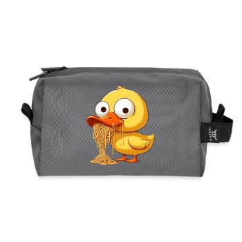 Cute Duck Clumsy Spaghetti Lover - Recycled Toiletry Zip Bag - anthracite - Front
