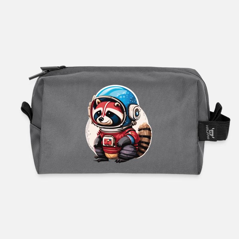Raumfahrer Waschbär mit Smartphone - Recycelte Kulturtasche - Anthrazit