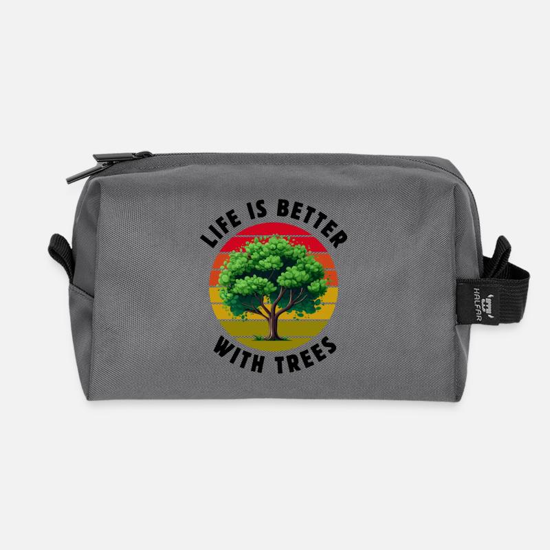 Life is better with trees - Recycled Toiletry Zip Bag - anthracite