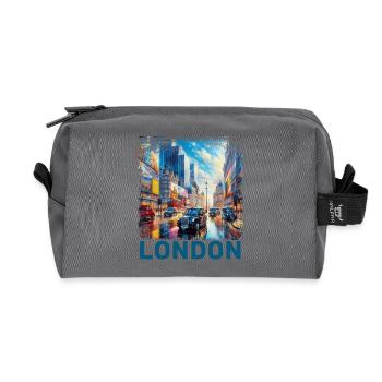 London - Recycled Toiletry Zip Bag - anthracite - Front