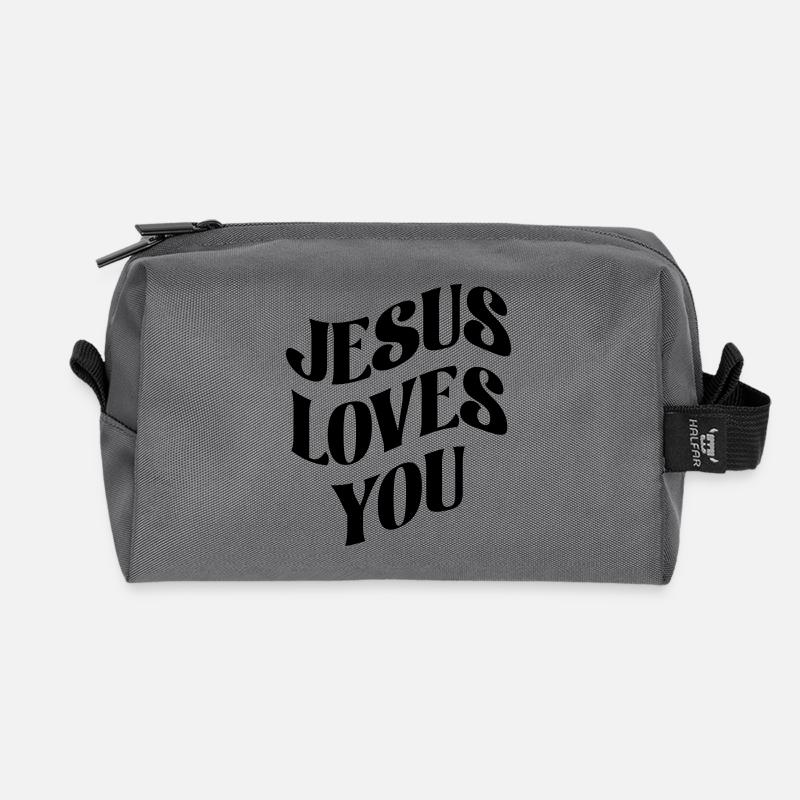 Jesus liebt Dich - Recycelte Kulturtasche - Anthrazit