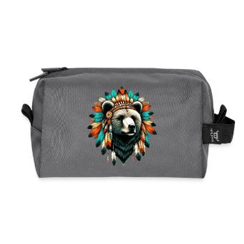 American Indian Bear American Redskin - Recycled Toiletry Zip Bag - anthracite - Front