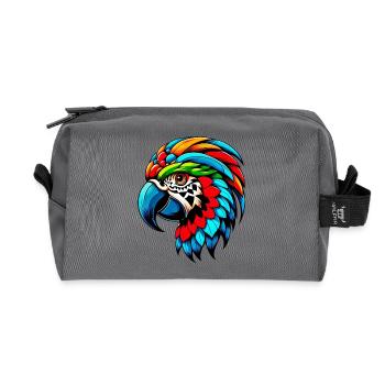 Harlequin Parrot - Recycled Toiletry Zip Bag - anthracite - Front