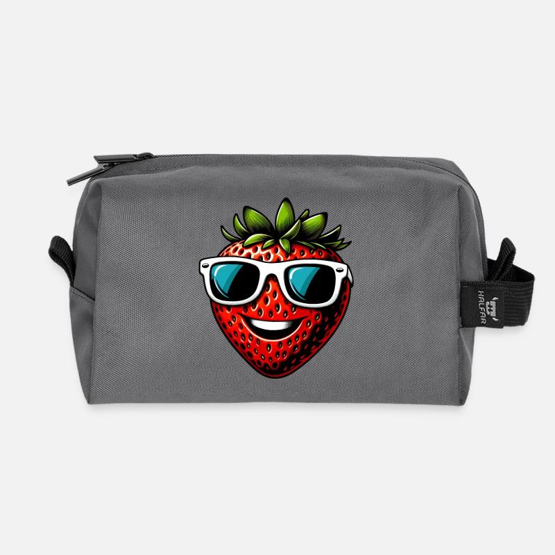 Erdbeeren Erdbeeren - Recycelte Kulturtasche - Anthrazit