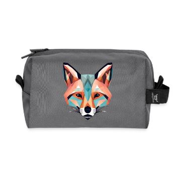 Geometric fox fox gift geometry - Recycled Toiletry Zip Bag - anthracite - Front