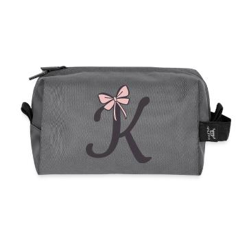 Lettre initiale K noeud - Trousse de toilette en tissu recyclé - anthracite - Devant