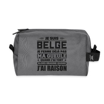 I'm Belgian - I don't shut my mouth - Recycled Toiletry Zip Bag - anthracite - Front