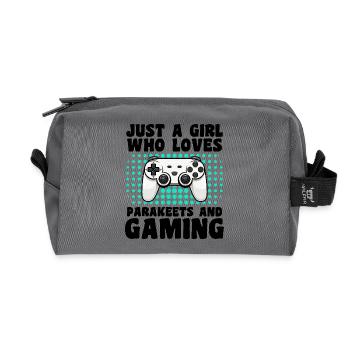 Gamer and Parakeets: Video Games and Colorful Adventure - Recycled Toiletry Zip Bag - anthracite - Front