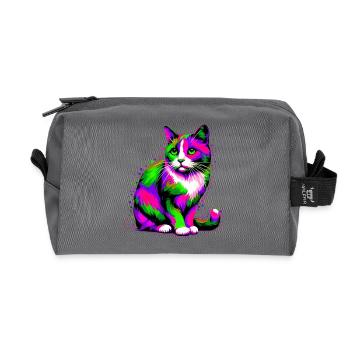 Cat - Recycled Toiletry Zip Bag - anthracite - Front
