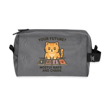 Votre avenir ? Principalement des siestes et du chaos, du chat, du tarot, - Trousse de toilette en tissu recyclé - anthracite - Devant