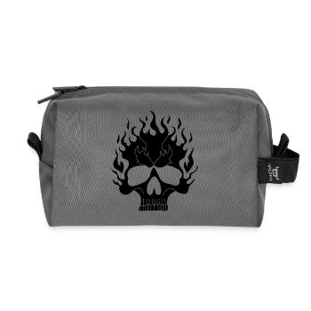 Schwarzer flammender Schädel - Recycelte Kulturtasche - Anthrazit - Vorne