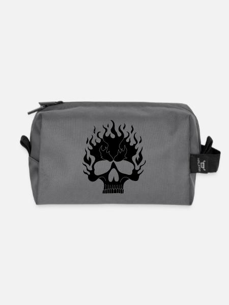 Crâne enflammé noir - Trousse de toilette en tissu recyclé - anthracite