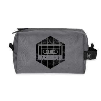 80s cassette - Recycled Toiletry Zip Bag - anthracite - Front