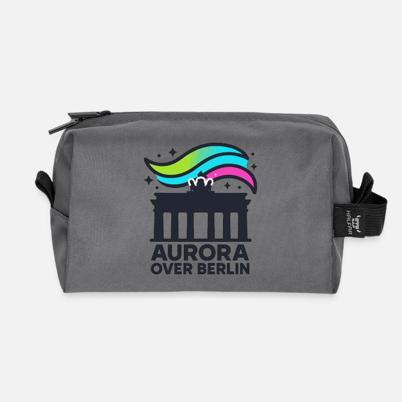 Aurora over Berlin - Recycled Toiletry Zip Bag - anthracite
