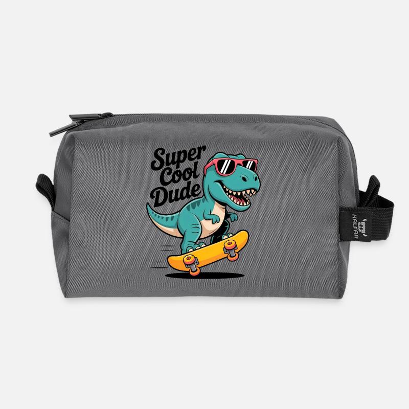 Super cooler Skateboard Dinosaurier - Recycelte Kulturtasche - Anthrazit