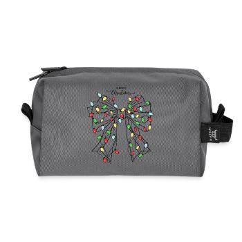 Conception de papillon de lumière de Noël festive - Trousse de toilette en tissu recyclé - anthracite - Devant
