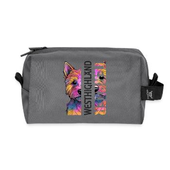 Terrier coloré des Highlands de l’Ouest - Trousse de toilette en tissu recyclé - anthracite - Devant