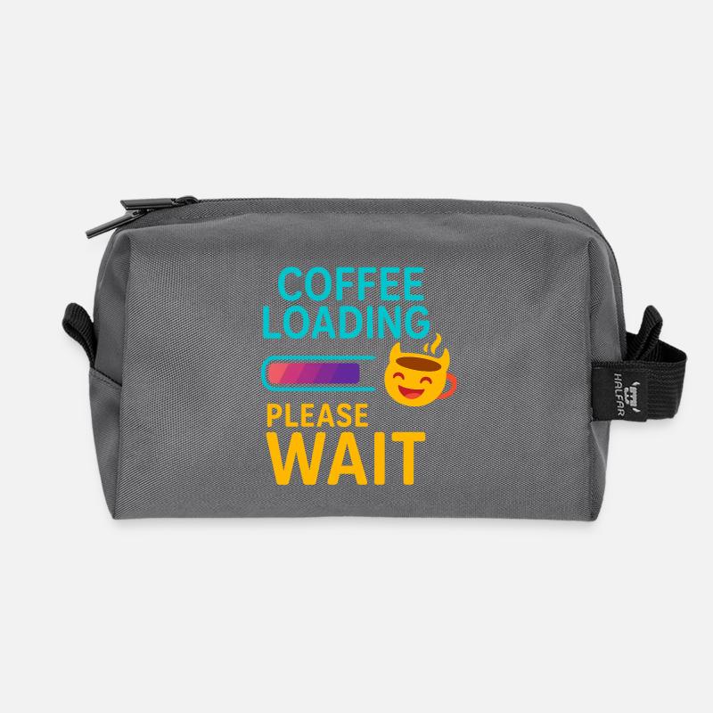 Coffee Load Patience Saying Design - Recycled Toiletry Zip Bag - anthracite