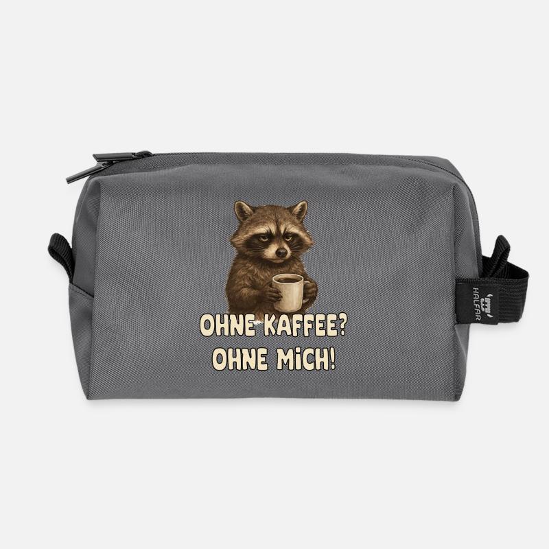 Kaffee Waschbär lustiger Spruch - Recycelte Kulturtasche - Anthrazit