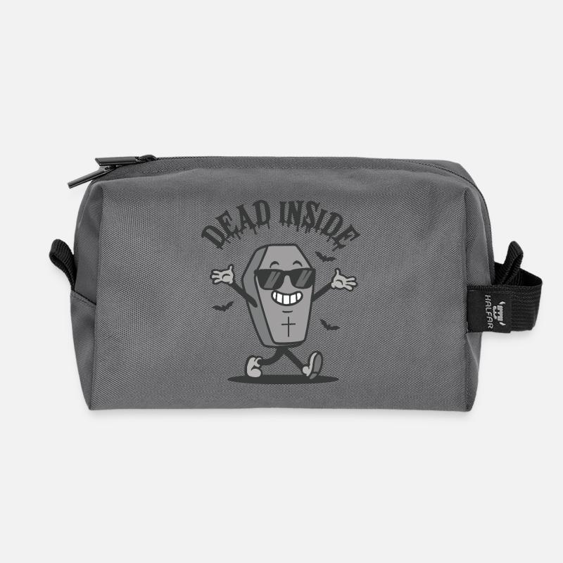 Dead Inside – Glücklicher Sarg Halloween Design - Recycelte Kulturtasche - Anthrazit