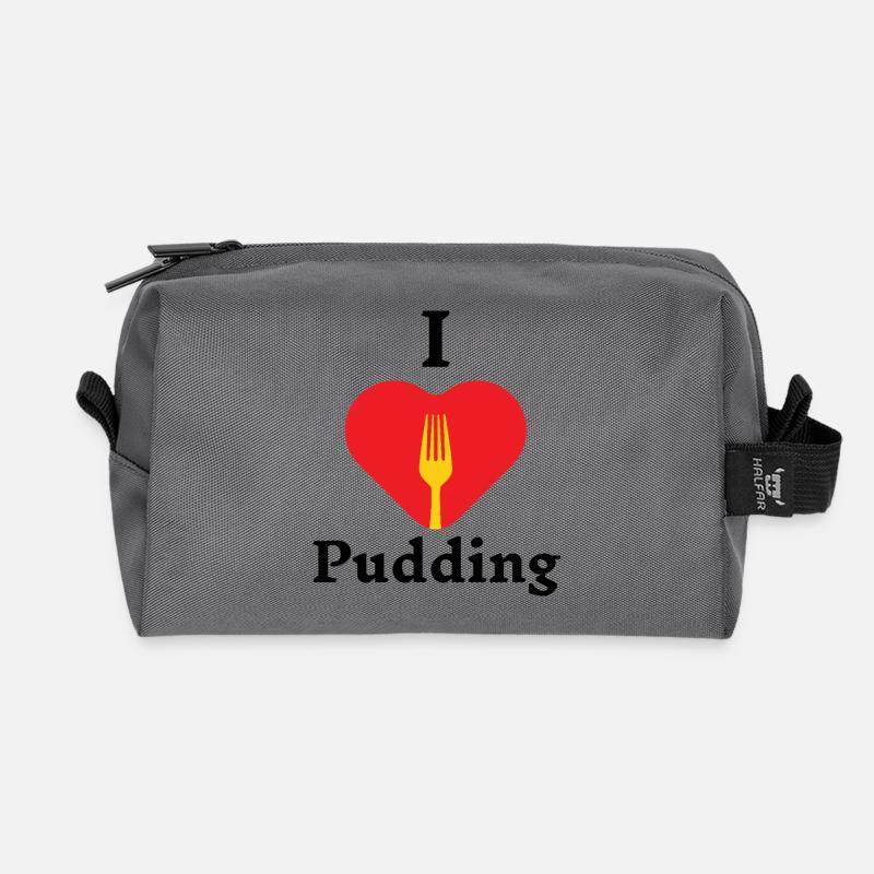I Love Pudding mit Gabel – Trendshirt 2025 - Recycelte Kulturtasche - Anthrazit