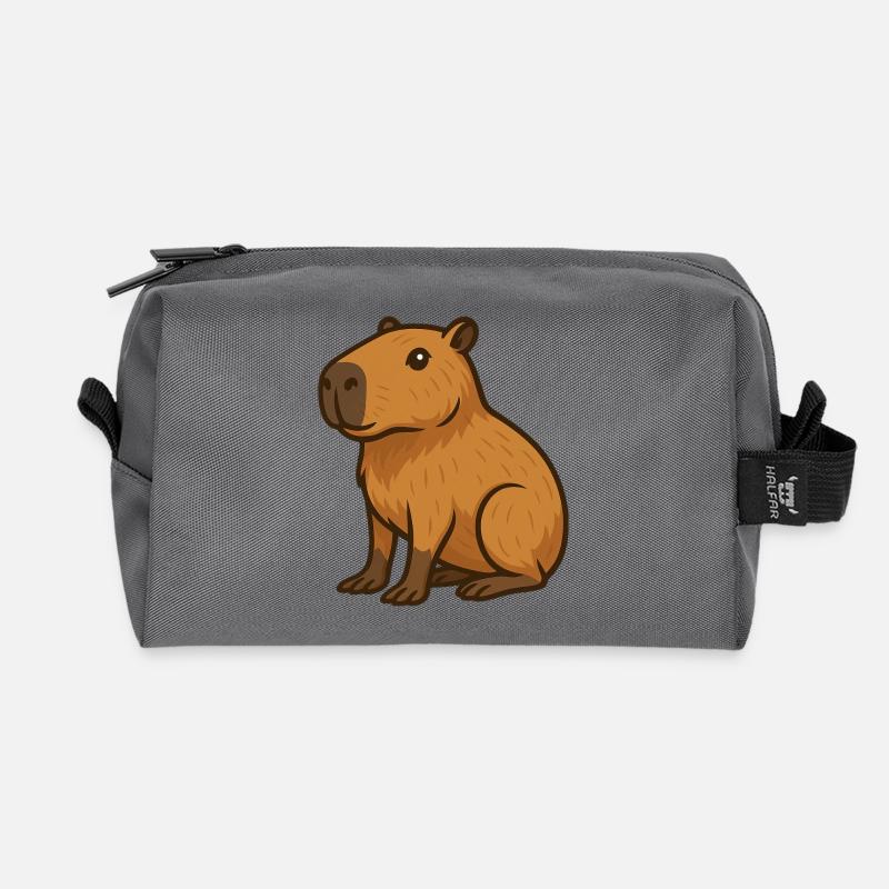 Wombat Capybara Biber - Recycelte Kulturtasche - Anthrazit