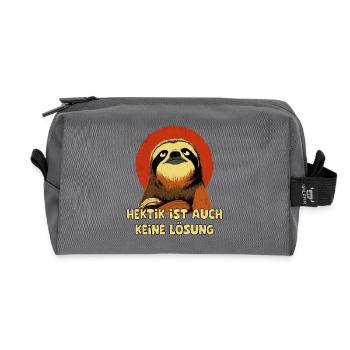 Slow instead of hectic Sloth - Recycled Toiletry Zip Bag - anthracite - Front