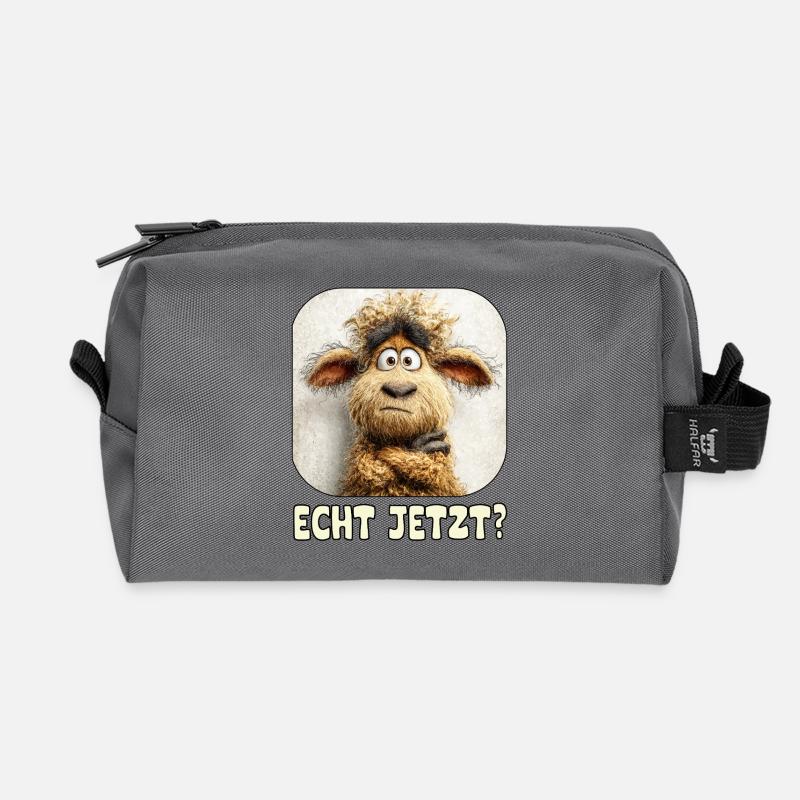 Really? Astonished Wool Monster Sheep - Recycled Toiletry Zip Bag - anthracite