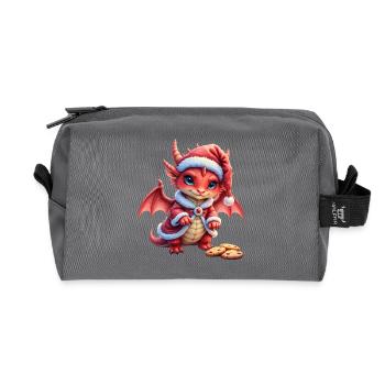 Plush Christmas Dragon - Recycled Toiletry Zip Bag - anthracite - Front