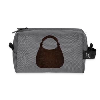 Braune Ledertaschentextur - Recycelte Kulturtasche - Anthrazit - Vorne