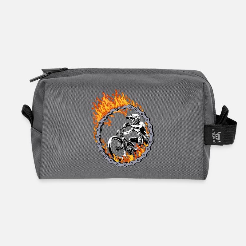 BMX Rider Fire Ring - Recycled Toiletry Zip Bag - anthracite