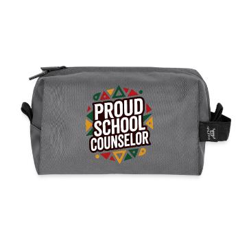 Proud School Counselor Appreciation Design - Recycled Toiletry Zip Bag - anthracite - Front
