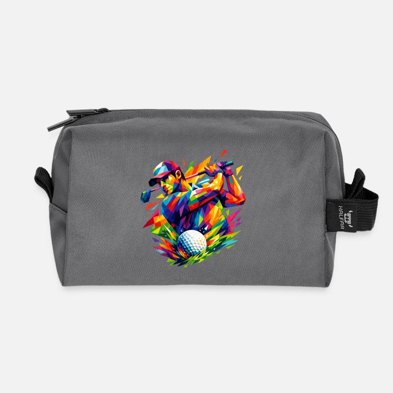Explosion de couleurs dans les coups de golf - Trousse de toilette en tissu recyclé - anthracite