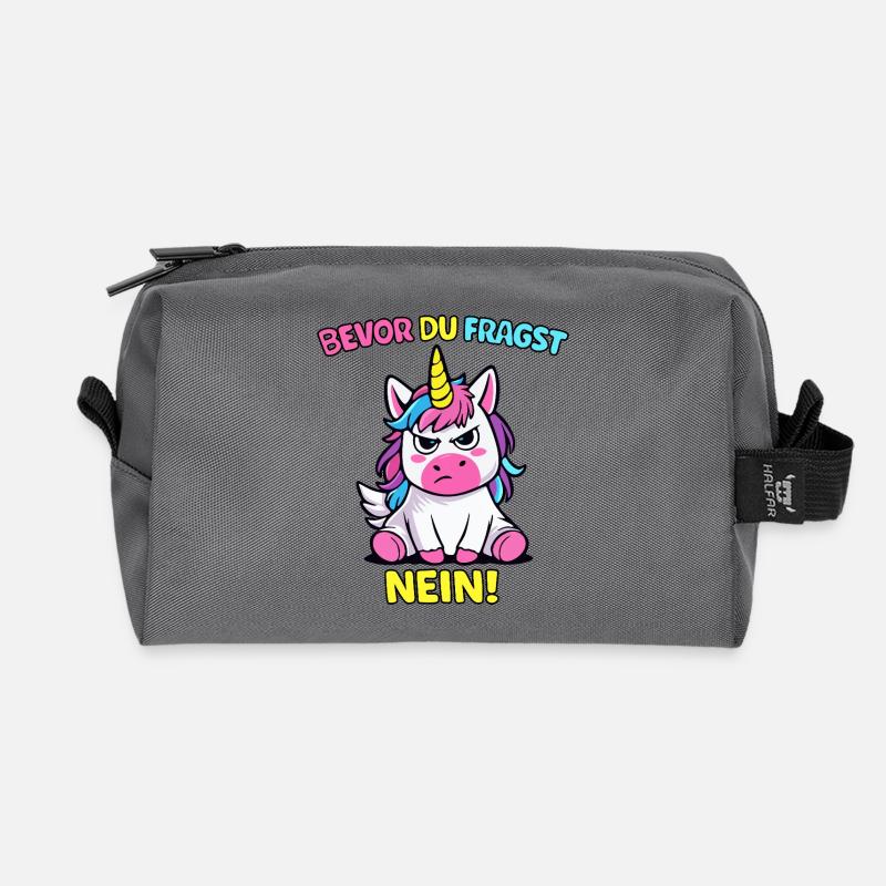 Bevor Du Fragst Nein Einhorn - Recycelte Kulturtasche - Anthrazit
