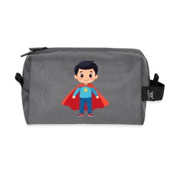 Kleiner Superheld mit Stern Superheldenkind Motiv - Recycelte Kulturtasche - Anthrazit - Vorne