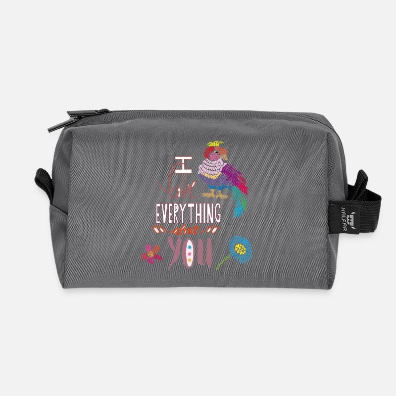 Ich liebe alles an Dir  - Recycelte Kulturtasche - Anthrazit