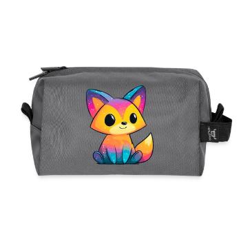 Regenbogenfuchs Cartoon - Recycelte Kulturtasche - Anthrazit - Vorne