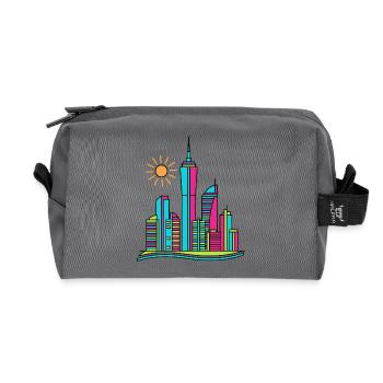 Skyline urbain abstrait vibrant Art moderne coloré - Trousse de toilette en tissu recyclé - anthracite - Devant
