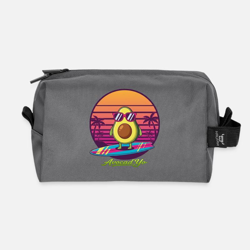Surf d’avocat devant un coucher de soleil rétro - Trousse de toilette en tissu recyclé - anthracite