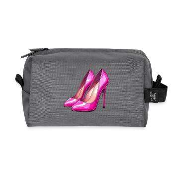 Pink shiny high heels - Recycled Toiletry Zip Bag - anthracite - Front