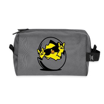 Rock Chick – Cool Chick in an Egg - Recycled Toiletry Zip Bag - anthracite - Front