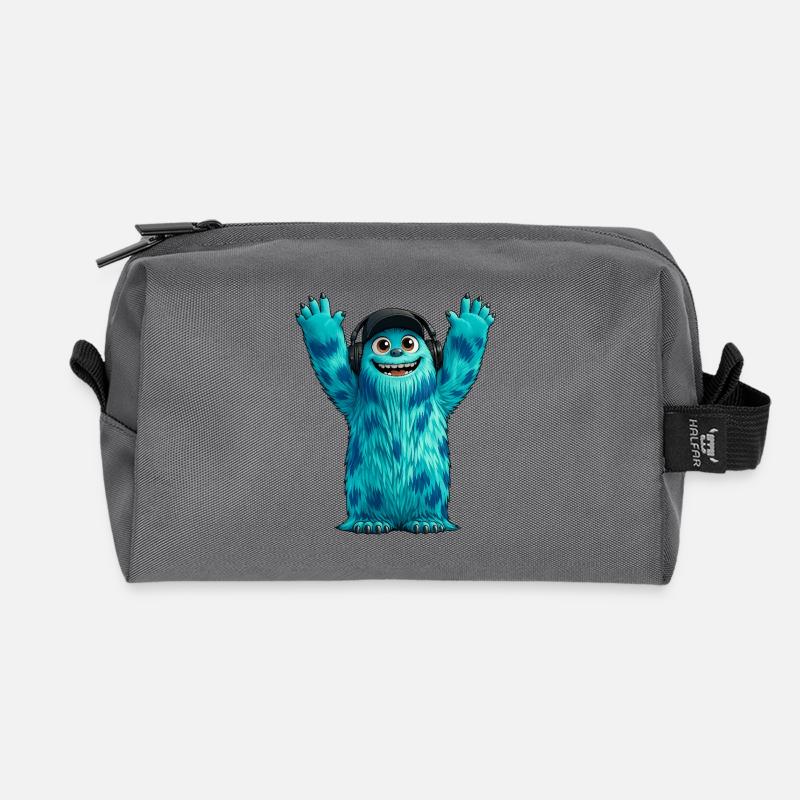 Monster Fluffonster® - DJ Fluffo - Hands Up - Recycled Toiletry Zip Bag - anthracite