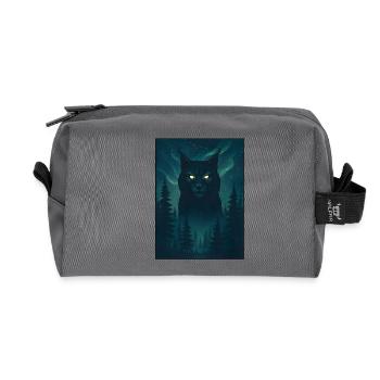Northern Wolf in the Northern Lights - Recycled Toiletry Zip Bag - anthracite - Front