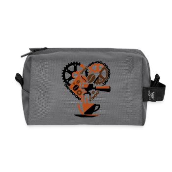 Steampunk Coffee Cycling Mindscape - Recycled Toiletry Zip Bag - anthracite - Front