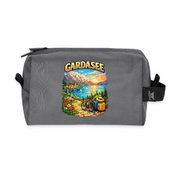 Gardasse, vacances et cyclisme - Trousse de toilette en tissu recyclé - anthracite - Devant