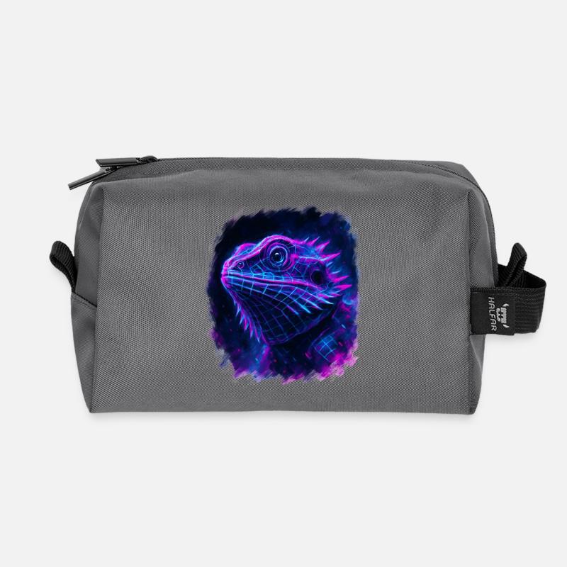 Bearded Dragon Cyberpunk Neon Synthwave - Recycelte Kulturtasche - Anthrazit