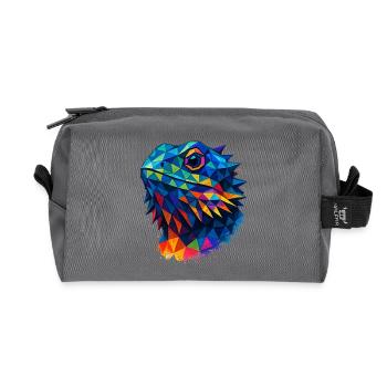 Bartagame Geometrischer Stil Low Poly Blau - Recycelte Kulturtasche - Anthrazit - Vorne