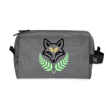 Fuchs Farn Pastell Wald Logo - Recycelte Kulturtasche - Anthrazit - Vorne