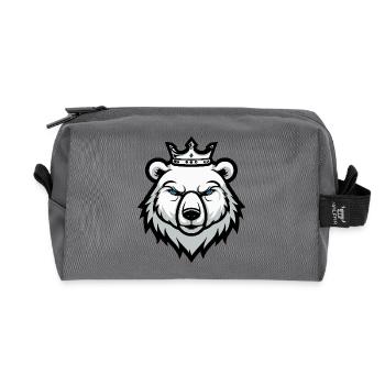 Portrait d’ours polaire Couronne tête d’ours polaire - Trousse de toilette en tissu recyclé - anthracite - Devant