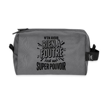 Rien À Foutre Super Pouvoir - Slogan Humour - Trousse de toilette en tissu recyclé - anthracite - Devant